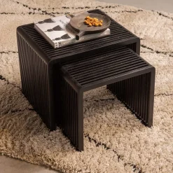 Discount Wohnen Design Beistelltisch Duo in Schwarz - Bagaci (zweiteilig)