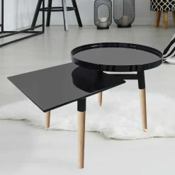 New Wohnen Design Beistelltisch in Hochglanz Schwarz - Biledda