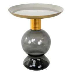 New Wohnen Design Beistelltisch mit Rauchglas Fuß - Fernandez