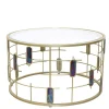 Outlet Wohnen Design Couchtisch aus Spiegelglas & Metall Gold - Liss