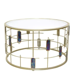 Outlet Wohnen Design Couchtisch aus Spiegelglas & Metall Gold - Liss