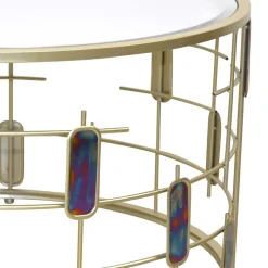 Outlet Wohnen Design Couchtisch aus Spiegelglas & Metall Gold - Liss