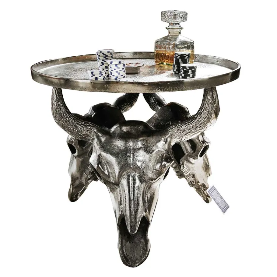Clearance Wohnen Design Couchtisch mit Büffel Schädel Gestell - Zarinas