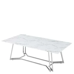 Online Wohnen Design Couchtisch mit Glasplatte Marmor Optik - Mimdos