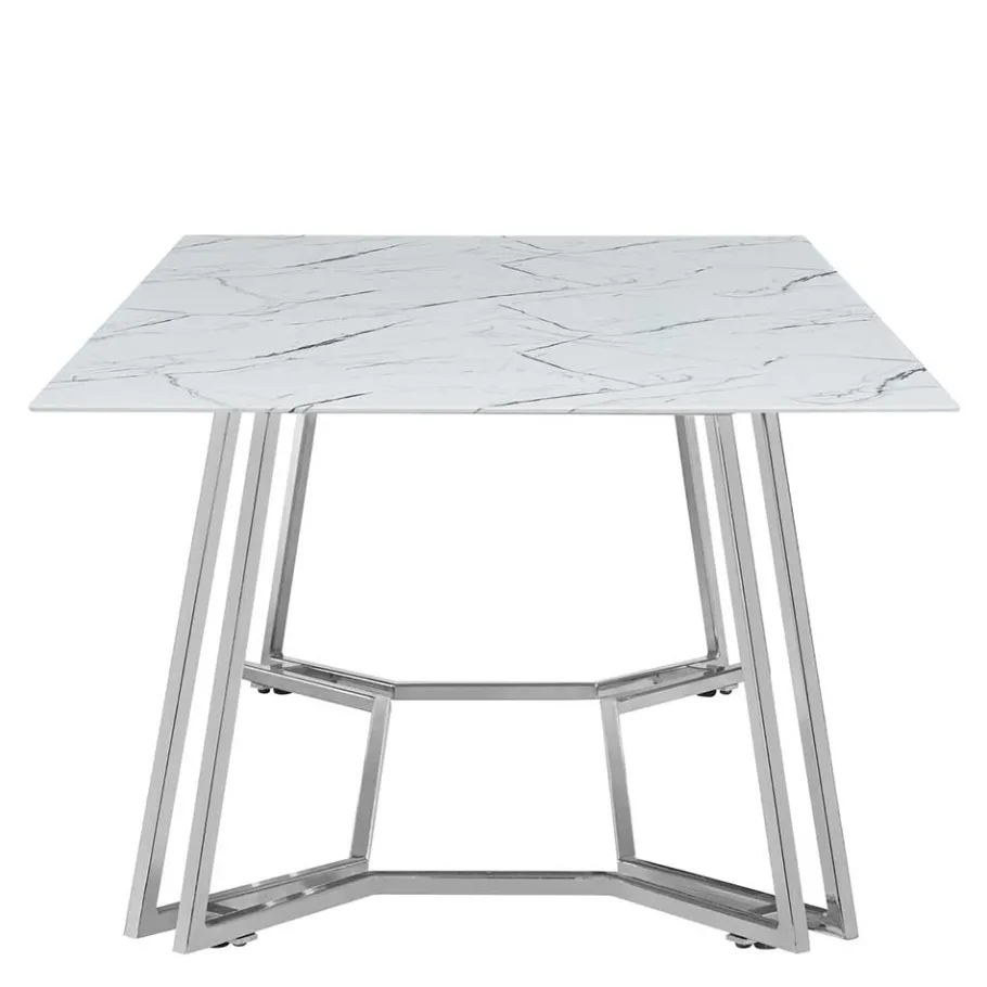 Online Wohnen Design Couchtisch mit Glasplatte Marmor Optik - Mimdos