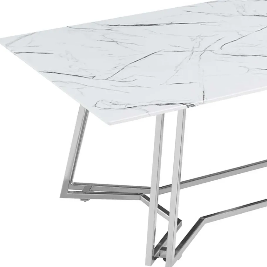 Online Wohnen Design Couchtisch mit Glasplatte Marmor Optik - Mimdos