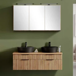 Best Wohnen Design Doppel-Waschtisch & Spiegelschrank - Crystoga (zweiteilig)