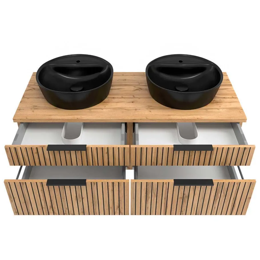 Best Wohnen Design Doppel-Waschtisch & Spiegelschrank - Crystoga (zweiteilig)