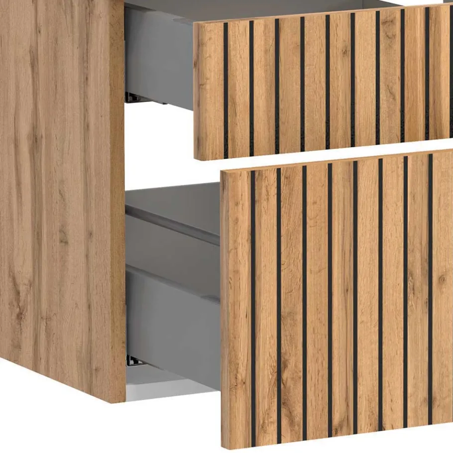 Best Wohnen Design Doppel-Waschtisch & Spiegelschrank - Crystoga (zweiteilig)