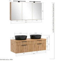 Best Wohnen Design Doppel-Waschtisch & Spiegelschrank - Crystoga (zweiteilig)