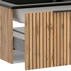 Wohnen Design Doppelwaschtisch mit Lichtspiegeln - Crystoga (dreiteilig)