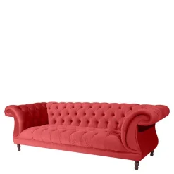 Wohnen Design Dreisitzer aus Samtvelours in Rot - Rosanna