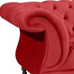 Wohnen Design Dreisitzer aus Samtvelours in Rot - Rosanna