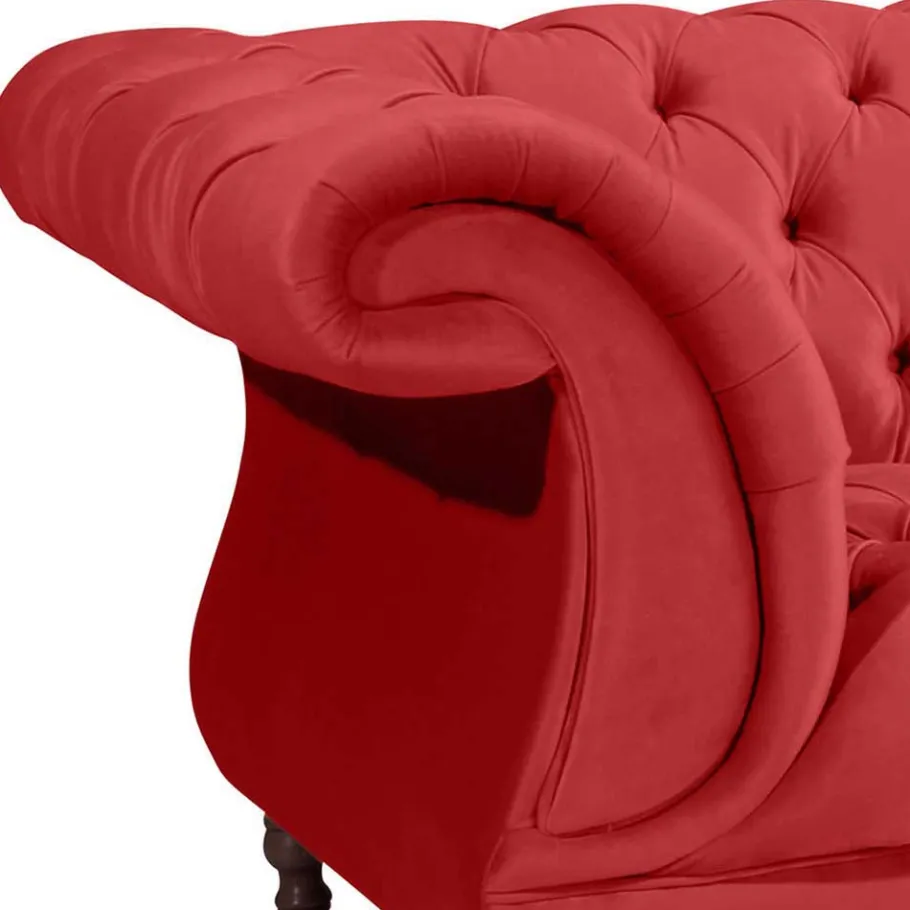 Wohnen Design Dreisitzer aus Samtvelours in Rot - Rosanna