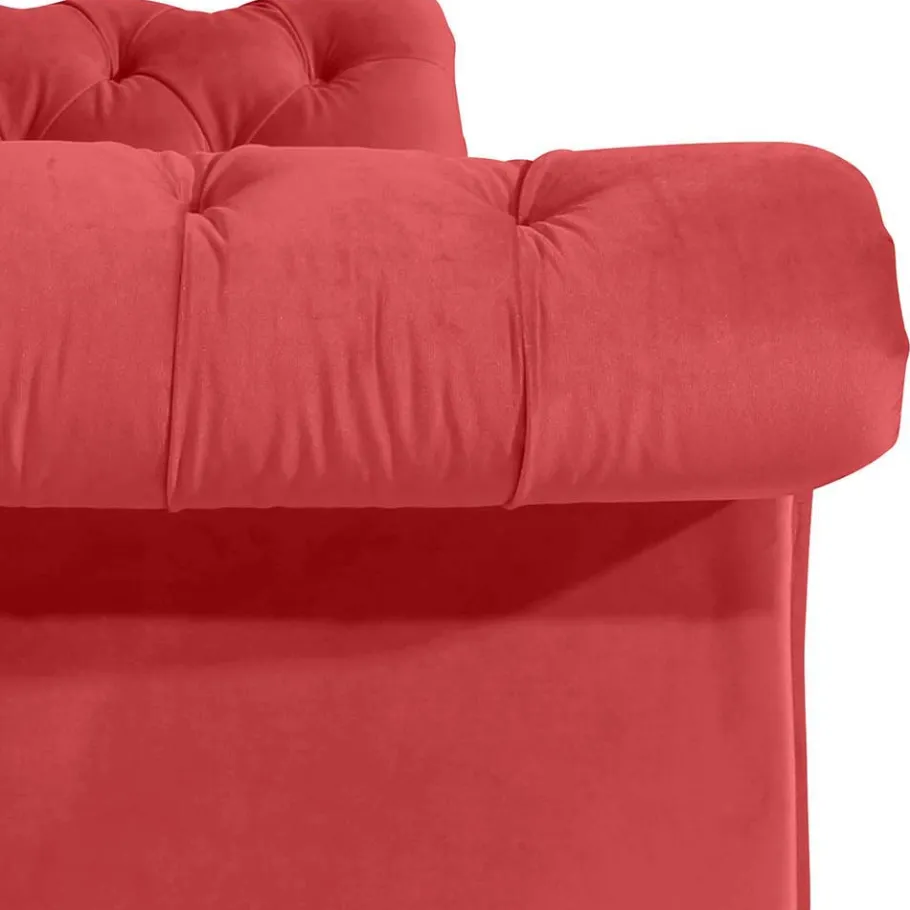 Wohnen Design Dreisitzer aus Samtvelours in Rot - Rosanna