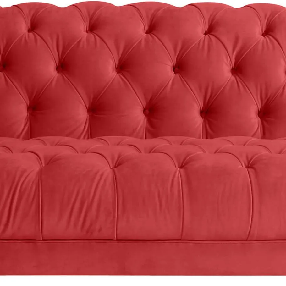 Wohnen Design Dreisitzer aus Samtvelours in Rot - Rosanna