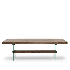 Wohnen Design Eiche Esstisch mit Glas Gestell - Ventida