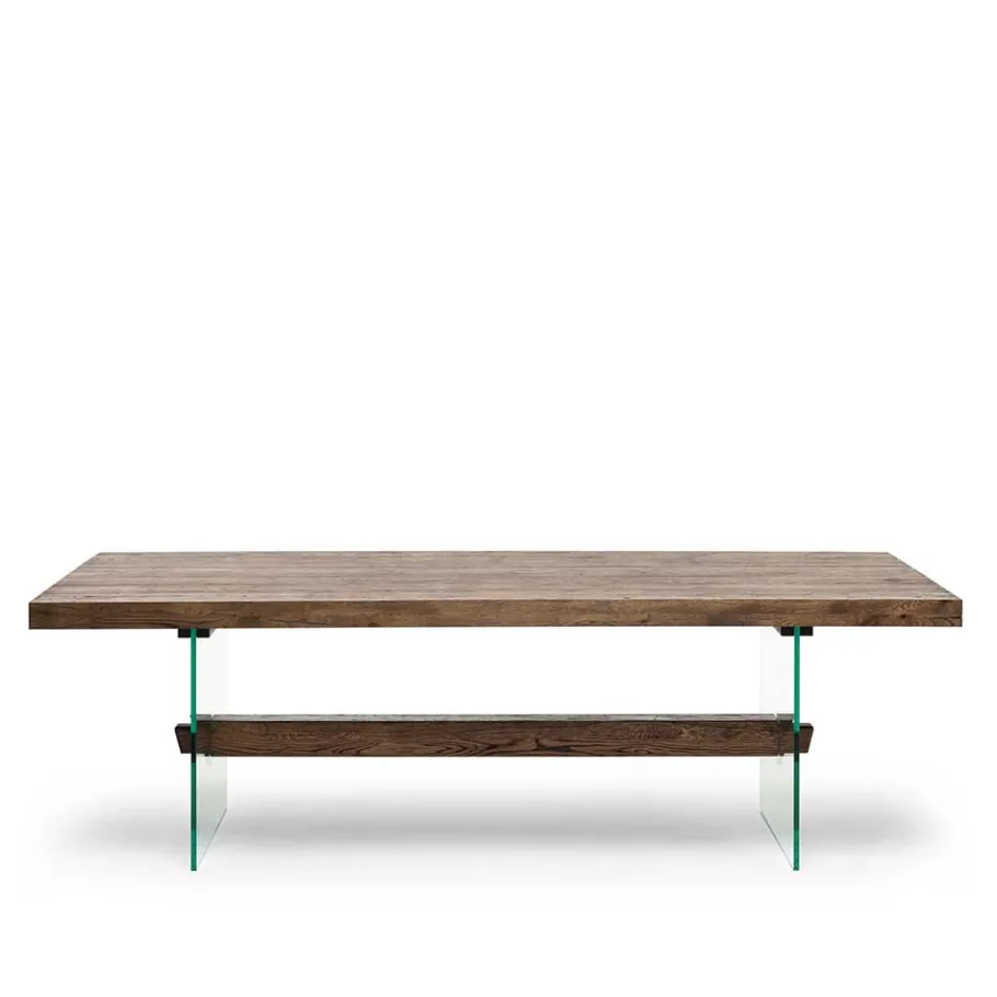 Wohnen Design Eiche Esstisch mit Glas Gestell - Ventida