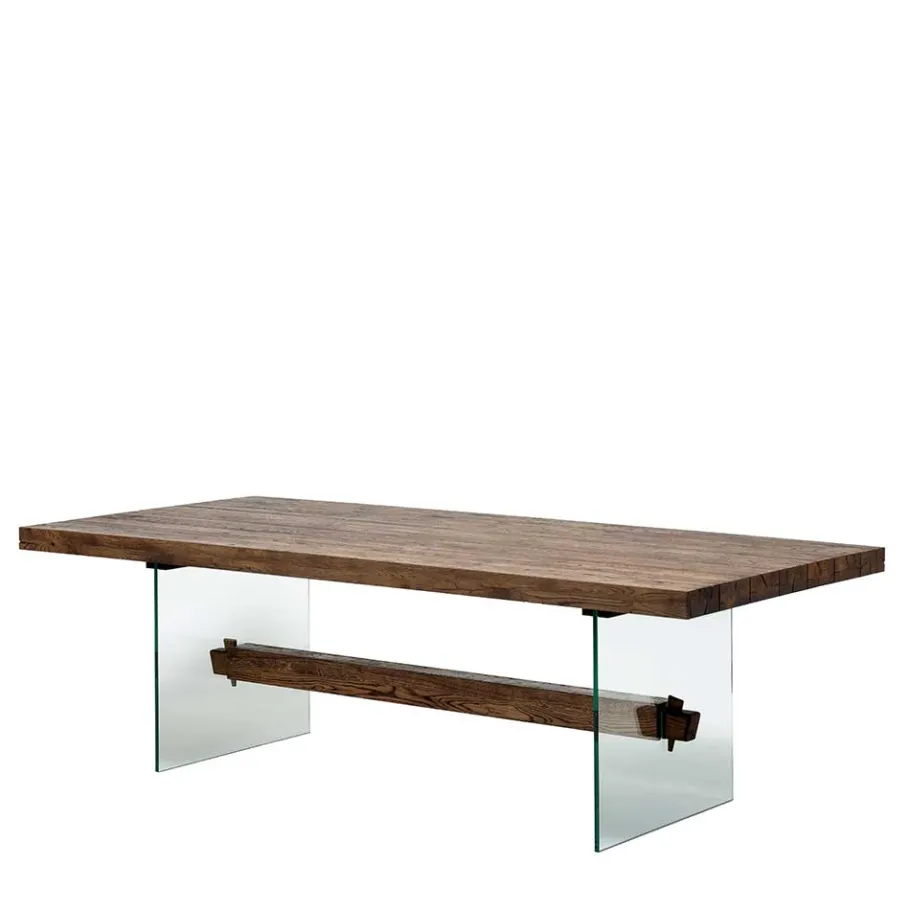 Wohnen Design Eiche Esstisch mit Glas Gestell - Ventida