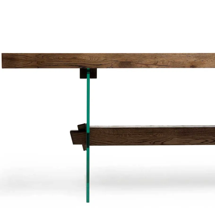 Wohnen Design Eiche Esstisch mit Glas Gestell - Ventida