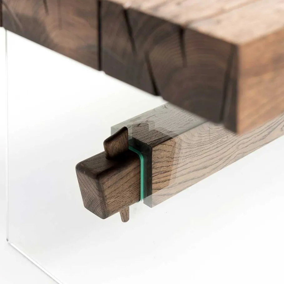 Wohnen Design Eiche Esstisch mit Glas Gestell - Ventida