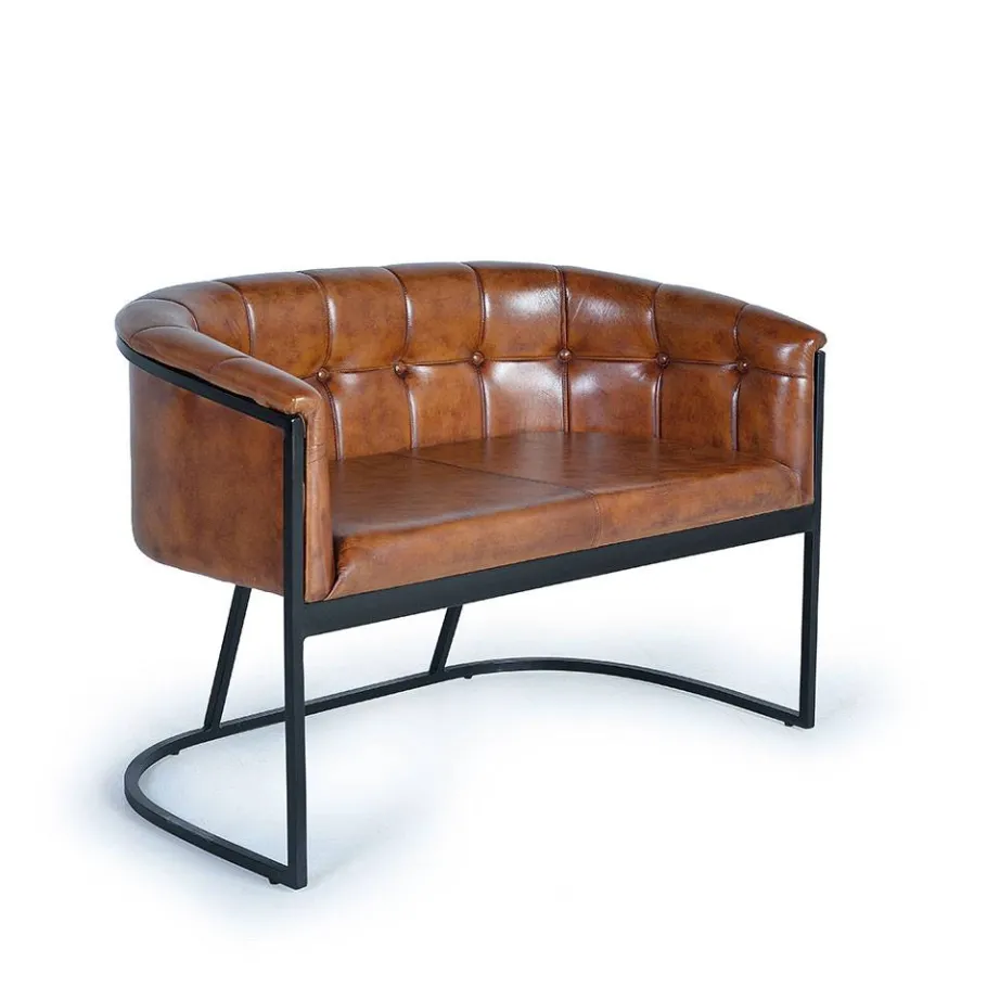 Clearance Wohnen Design Esstischsofa in Cognac Braun Leder - Citrosca