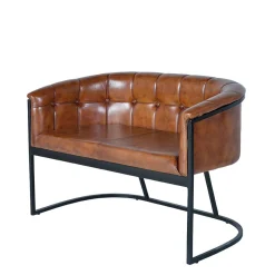 Clearance Wohnen Design Esstischsofa in Cognac Braun Leder - Citrosca