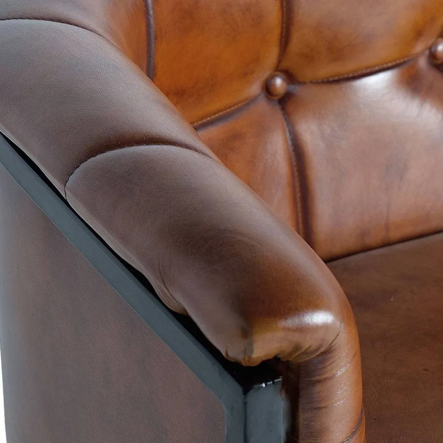 Clearance Wohnen Design Esstischsofa in Cognac Braun Leder - Citrosca