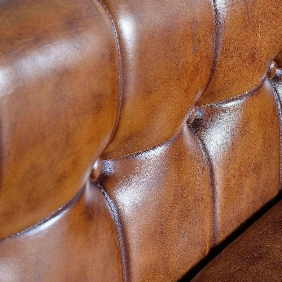 Clearance Wohnen Design Esstischsofa in Cognac Braun Leder - Citrosca