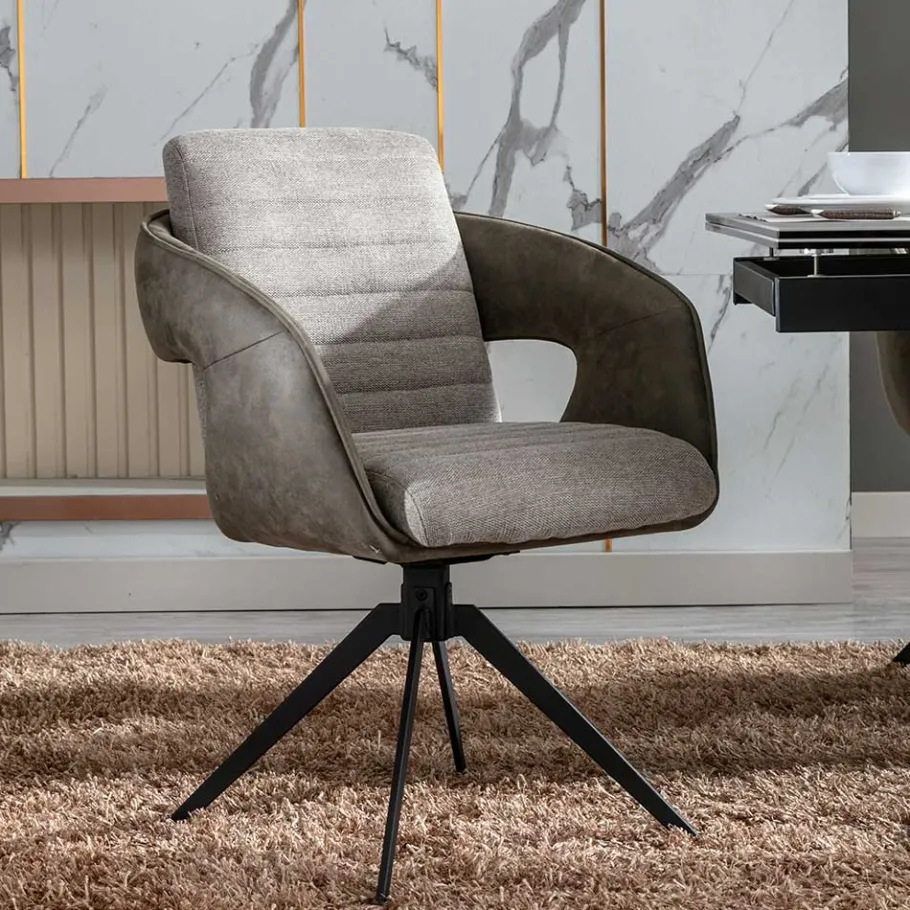 Discount Wohnen Design Esszimmer Drehstuhl mit Armlehnen - Bailon (2er Set)