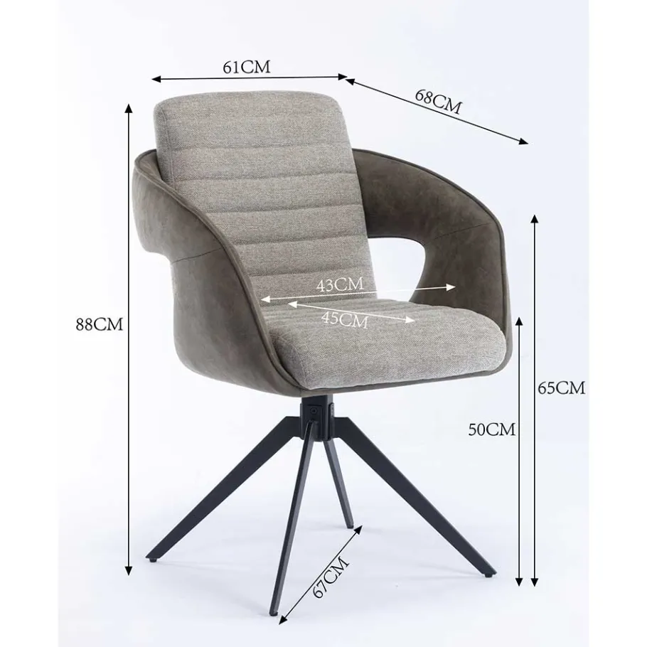 Discount Wohnen Design Esszimmer Drehstuhl mit Armlehnen - Bailon (2er Set)