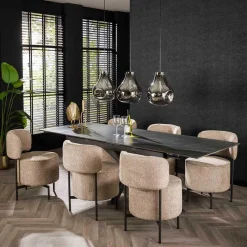 Online Wohnen Design Esszimmerstuhl in Beige Boucle - Lures