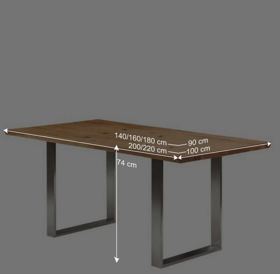 Discount Wohnen Design Esszimmertisch aus Wildeiche Naturkante - Sympatia