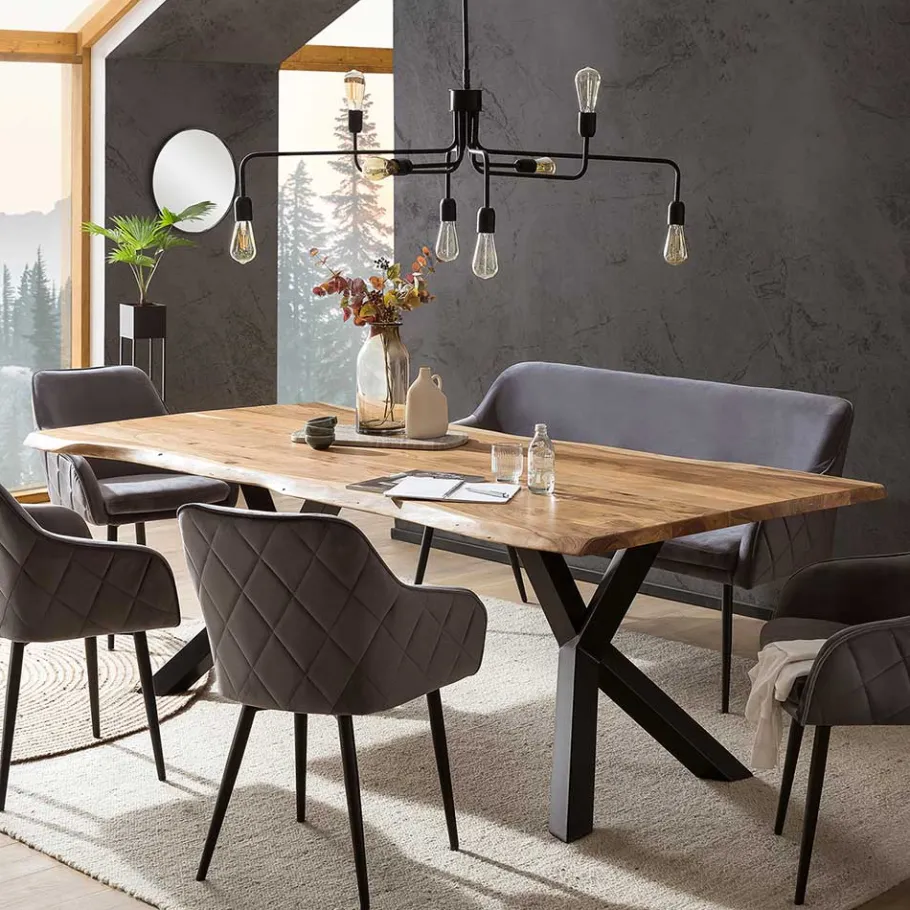 Sale Wohnen Design Esszimmertisch mit Naturkanten Platte - Kobi