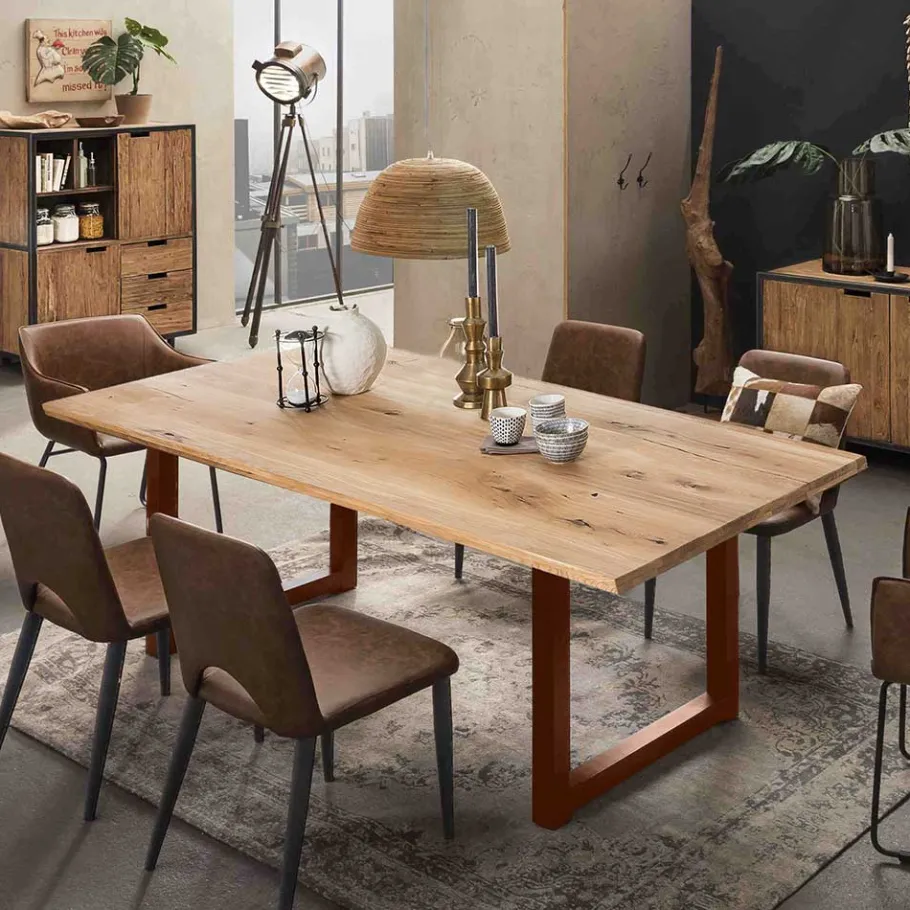 Clearance Wohnen Design Esszimmertisch mit geölter Holzplatte - Aschau