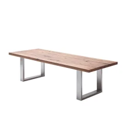 Sale Wohnen Design Esszimmertisch mit Holz Eiche dunkel Venditora & Edelstahl