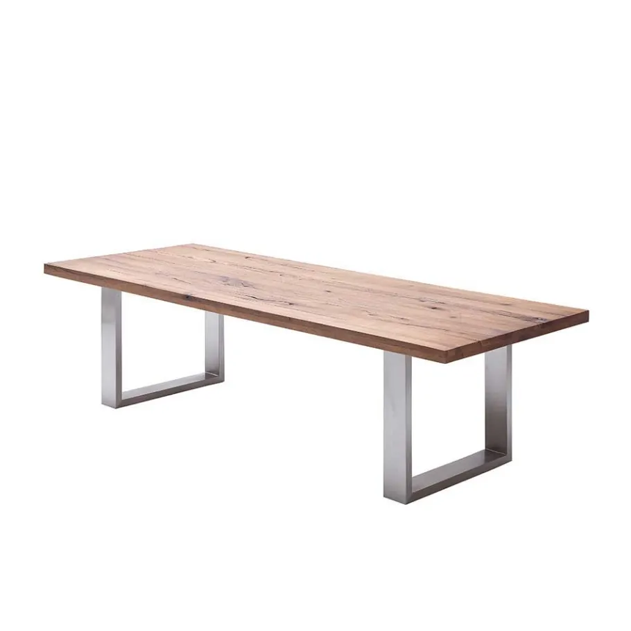 Sale Wohnen Design Esszimmertisch mit Holz Eiche dunkel Venditora & Edelstahl