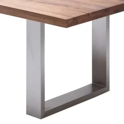 Sale Wohnen Design Esszimmertisch mit Holz Eiche dunkel Venditora & Edelstahl