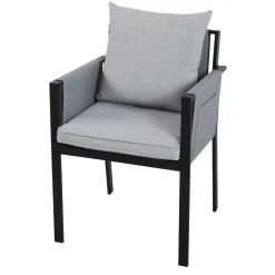 Online Wohnen Design Garten-Essgruppe in Grau & Schwarz - Geraldine (siebenteilig)