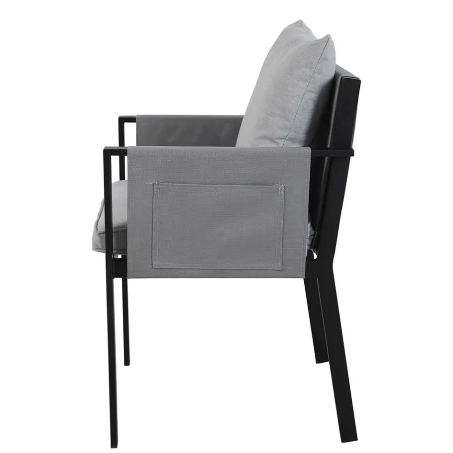 Online Wohnen Design Garten-Essgruppe in Grau & Schwarz - Geraldine (siebenteilig)