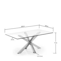 Discount Wohnen Design Glastisch Hihat mit Edelstahl Kreuz Gestell