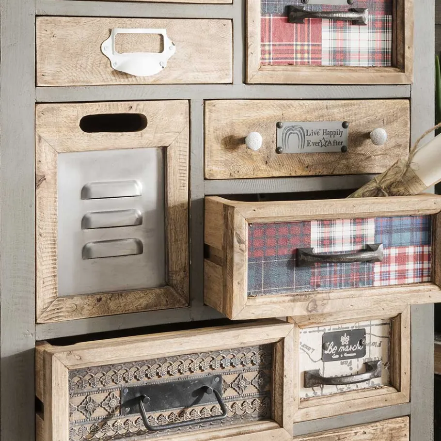 Outlet Wohnen Design Highboard aus Recyclingholz mehrfarbig - Andrass