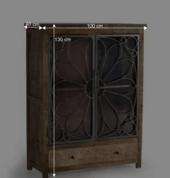 Sale Wohnen Design Highboard mit Glas Metalltüren - Everton