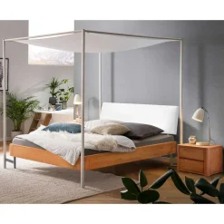 Hot Wohnen Design Himmelbett in Eiche Natur & Weiß - Risa
