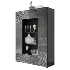 Wohnen Design Hochglanz Vitrine in Anthrazit - Ipatal