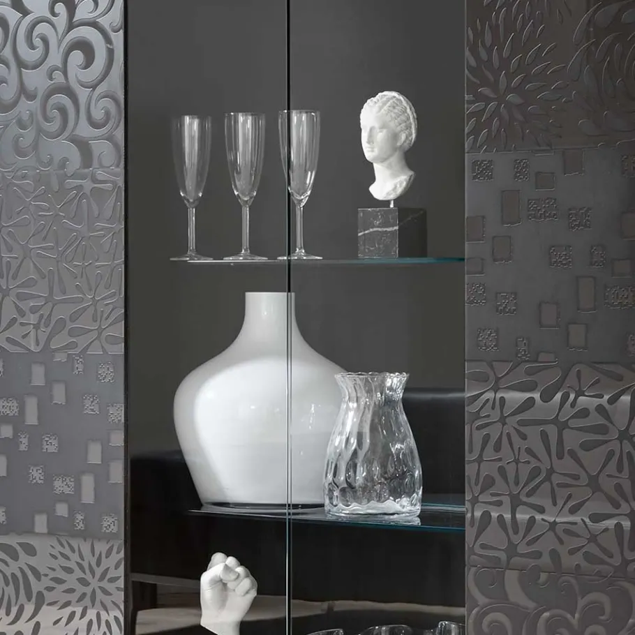 Wohnen Design Hochglanz Vitrine in Anthrazit - Ipatal