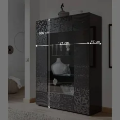 Wohnen Design Hochglanz Vitrine in Anthrazit - Ipatal