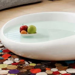 New Wohnen Design Hochglanz-Wohnzimmertisch mit Weißglas - Envitzia