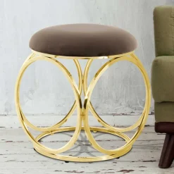 New Wohnen Design Hocker mit Polstersitz Samt Taupe - Rumelia