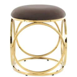 New Wohnen Design Hocker mit Polstersitz Samt Taupe - Rumelia